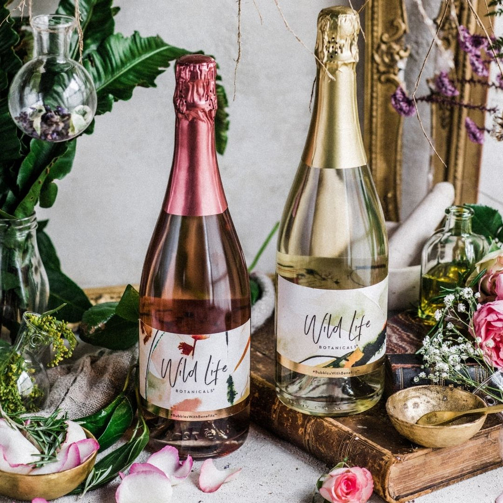 Wild Life Botanicals ultra-low alcohol sparkling wine infused with vitamins minerals and botanicals 